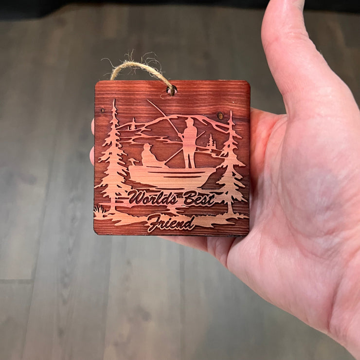 World's best Friend Fisherman - Cedar Ornament