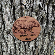 Worlds Best Aunt Capybara - Cedar Ornament