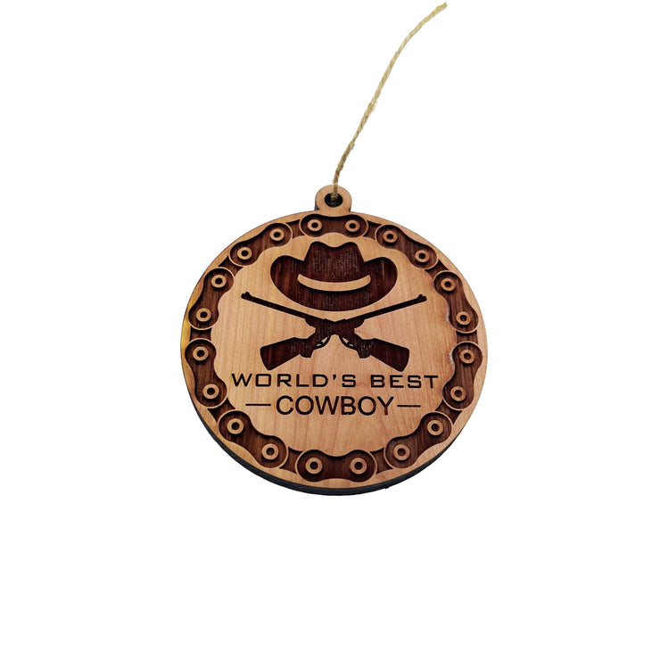 Worlds Best Cowboy Rifles and chains - Cedar Ornament