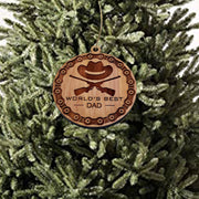 Worlds Best Dad Rifles and chains - Cedar Ornament