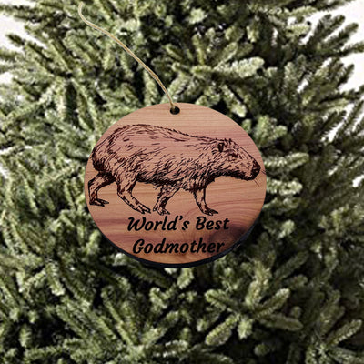 Worlds Best Godmother Capybara - Cedar Ornament