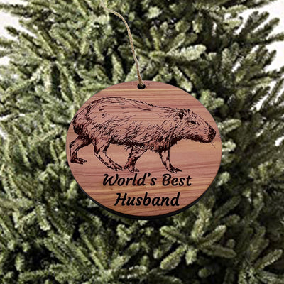 Worlds Best Husband Capybara - Cedar Ornament