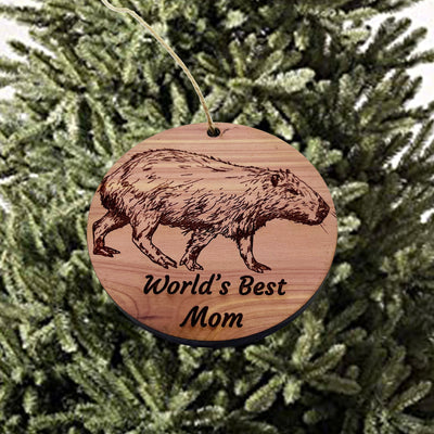 Worlds Best Mom Capybara - Cedar Ornament