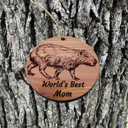 Worlds Best Mom Capybara - Cedar Ornament