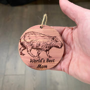 Worlds Best Mom Capybara - Cedar Ornament