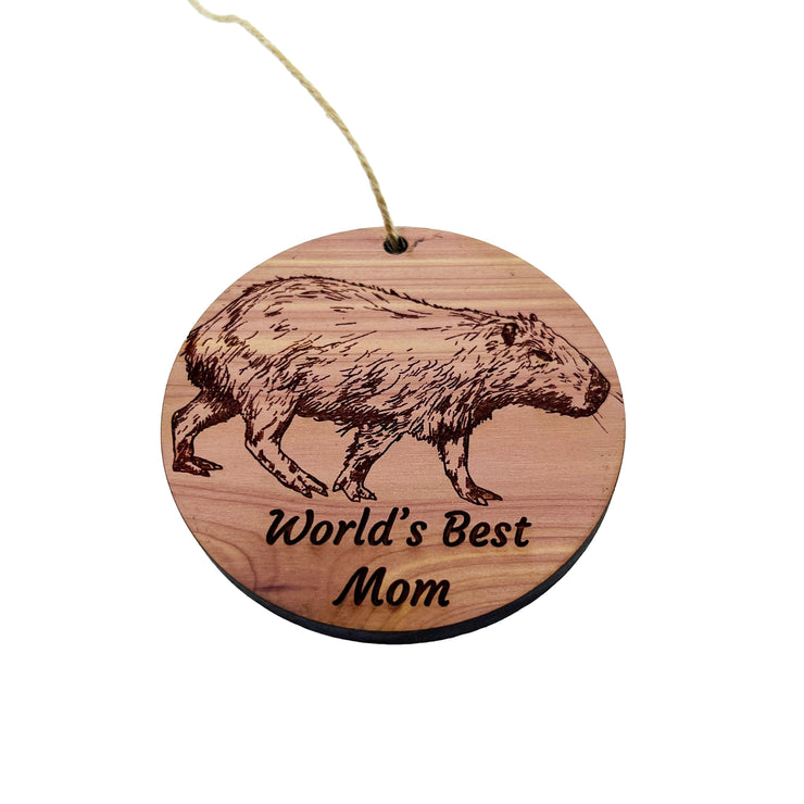 Worlds Best Mom Capybara - Cedar Ornament