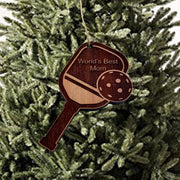 Worlds Best Mom Pickleball - Cedar Ornament