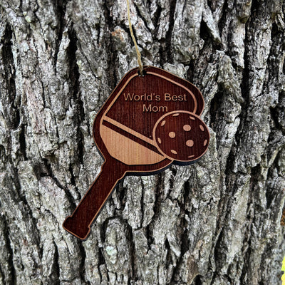 Worlds Best Mom Pickleball - Cedar Ornament