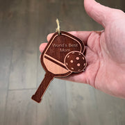 Worlds Best Mom Pickleball - Cedar Ornament