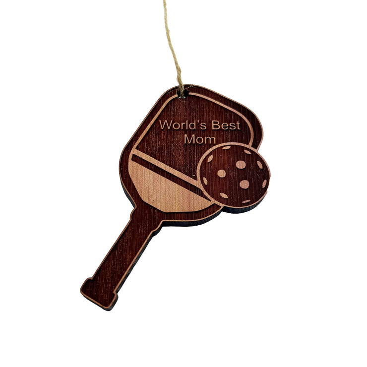 Worlds Best Mom Pickleball - Cedar Ornament