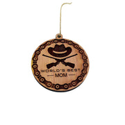 Worlds Best Mom Rifles and chains - Cedar Ornament