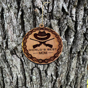 Worlds Best Mom Rifles and chains - Cedar Ornament