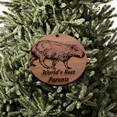 Worlds Best Parents Capybara - Cedar Ornament