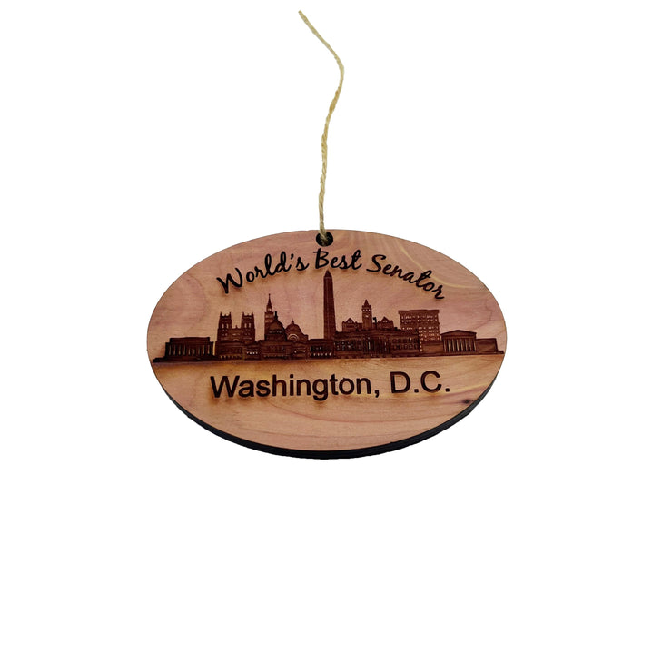 Worlds Best Senator Washington DC - Cedar Ornament