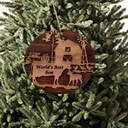 Worlds Best Son Farm Scene - Cedar Ornament