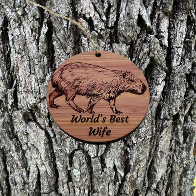 Worlds Best Wife Capybara - Cedar Ornament