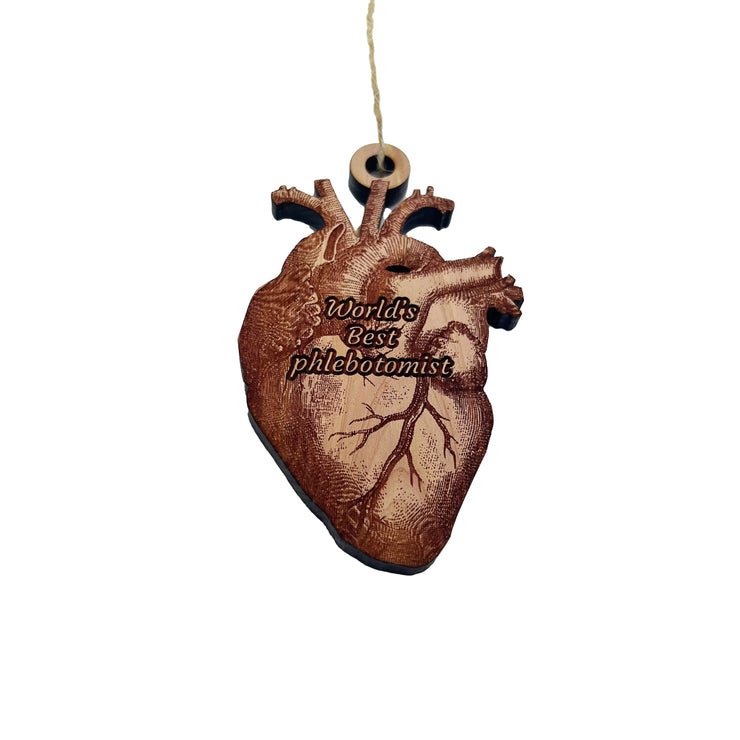 Worlds Best phlebotomist HEART - Cedar Ornament