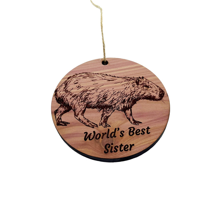Worlds Best sister Capybara - Cedar Ornament