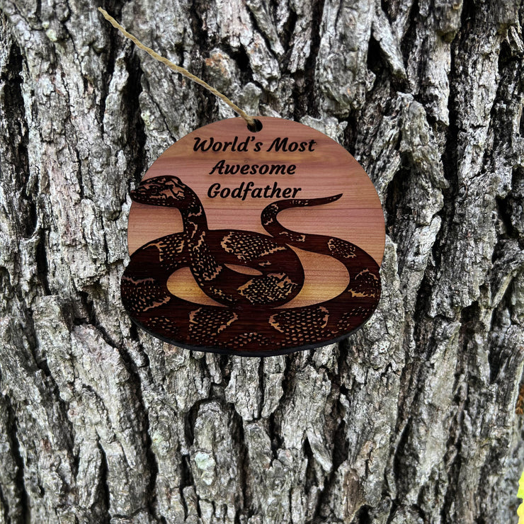 Worlds Most Awesome Godfather Snake - Cedar Ornament