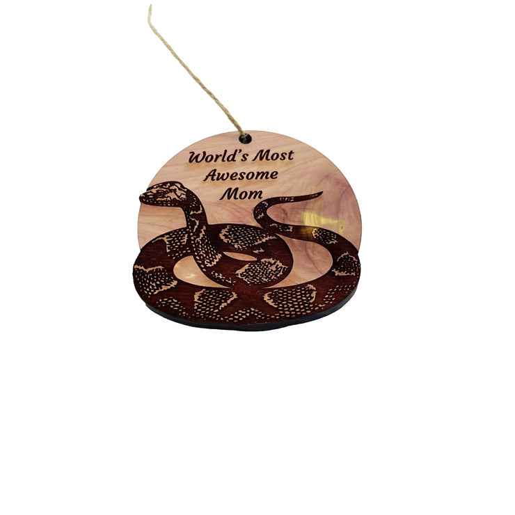 Worlds Most Awesome Mom Snake - Cedar Ornament