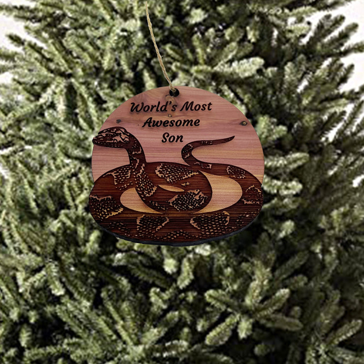 Worlds Most Awesome Son Snake - Cedar Ornament