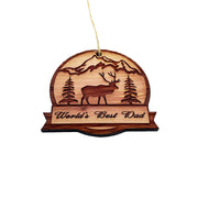 Worlds best dad ELK - Cedar Ornament