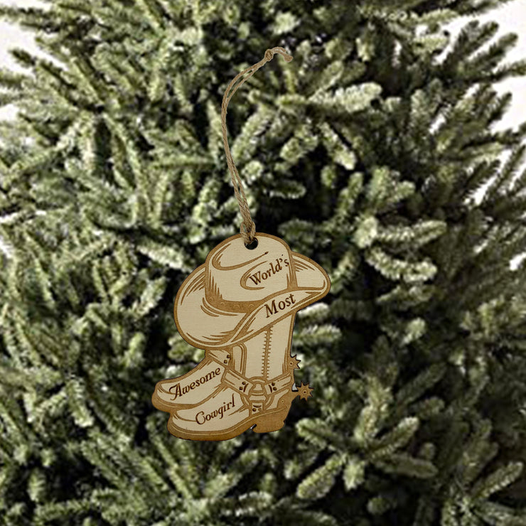 Worlds most Awesome Cowgirl - Ornament