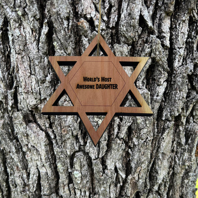 Worlds most awesome Daughter Star of David - Cedar Ornament