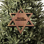 Worlds most awesome Grandson Star of David - Cedar Ornament