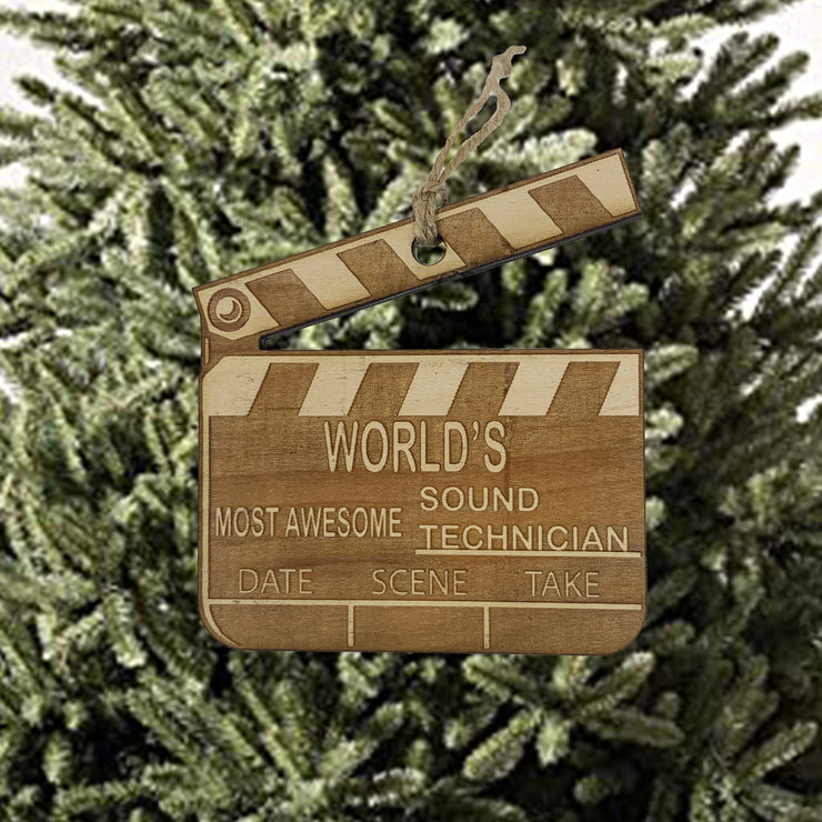 Worlds most awesome Sound Technician - Ornament Raw Wood