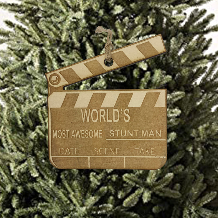 Worlds most awesome Stunt man - Ornament Raw Wood
