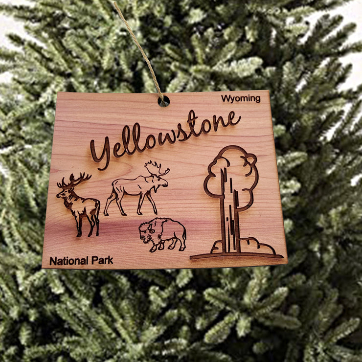 Yellowstone National Park WY - Cedar Ornament