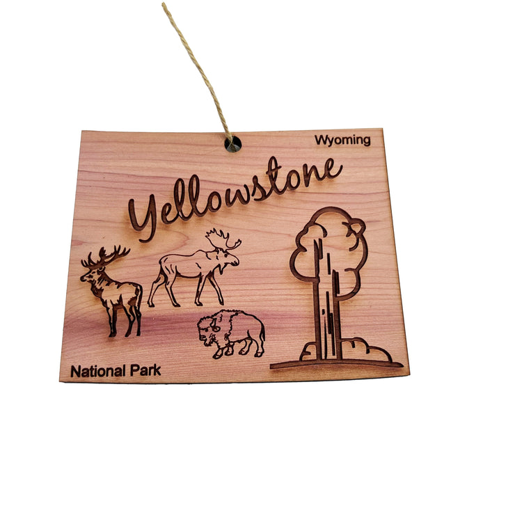 Yellowstone National Park WY - Cedar Ornament