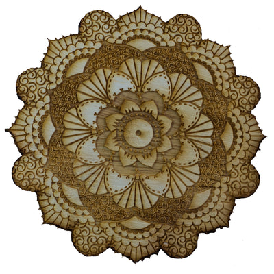 Henna Flower Raw Wood Coaster/Disc qty 1