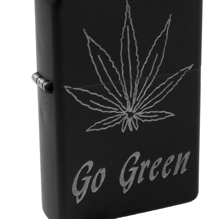 Lighter - Pot Leaf Go Green - Black