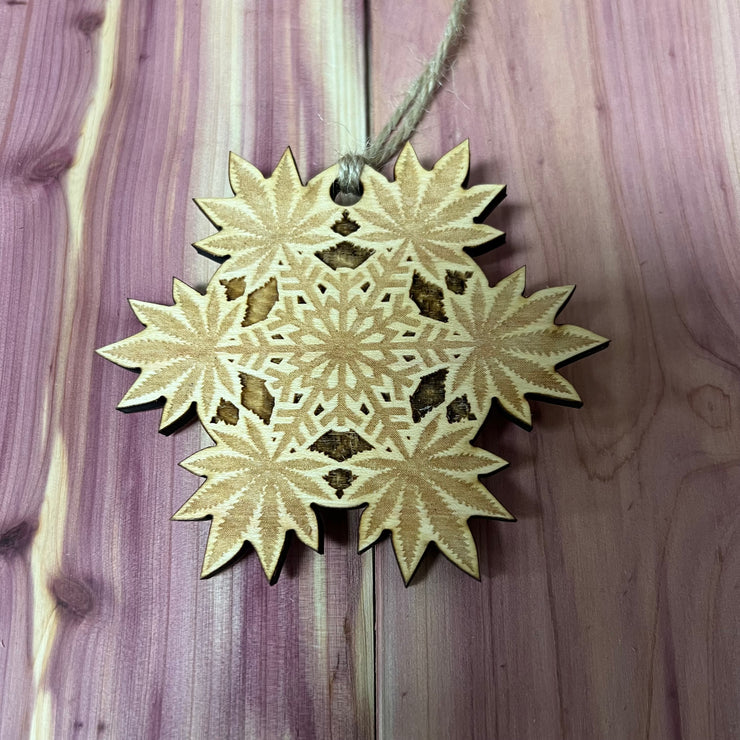 Ornament - Pot Snowflake - Raw Wood 3x3in
