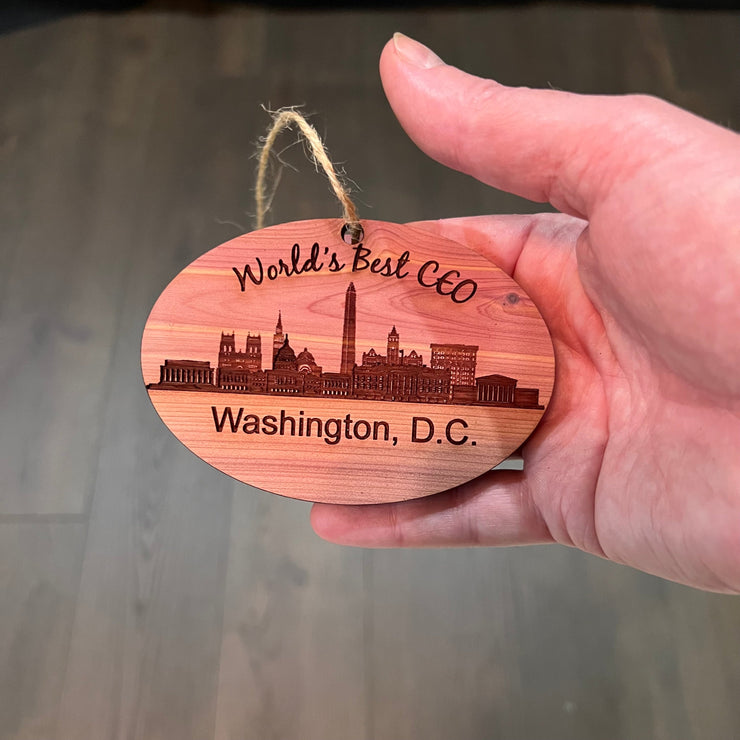 worlds Best CEO Washington DC  - Cedar Ornament