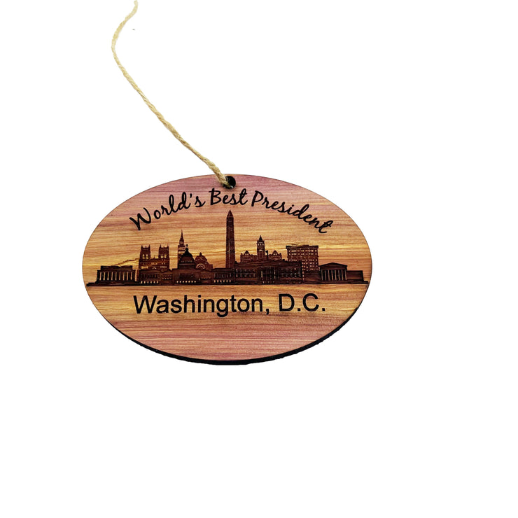 worlds Best President Washington DC  - Cedar Ornament