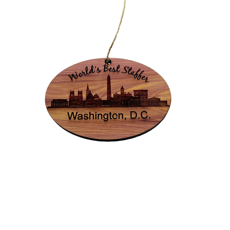 worlds Best Staffer Washington DC  - Cedar Ornament